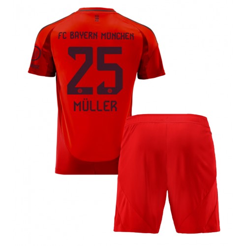 Dětský fotbalový dres Bayern Munich Thomas Muller #25 2024-25 Domácí Krátký Rukáv (+ trenýrky)